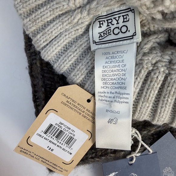Bundle All NWT (2) Frye & Co Cable Knit Pom Beanies Hats, Universal Thread Scarf - Picture 7 of 14